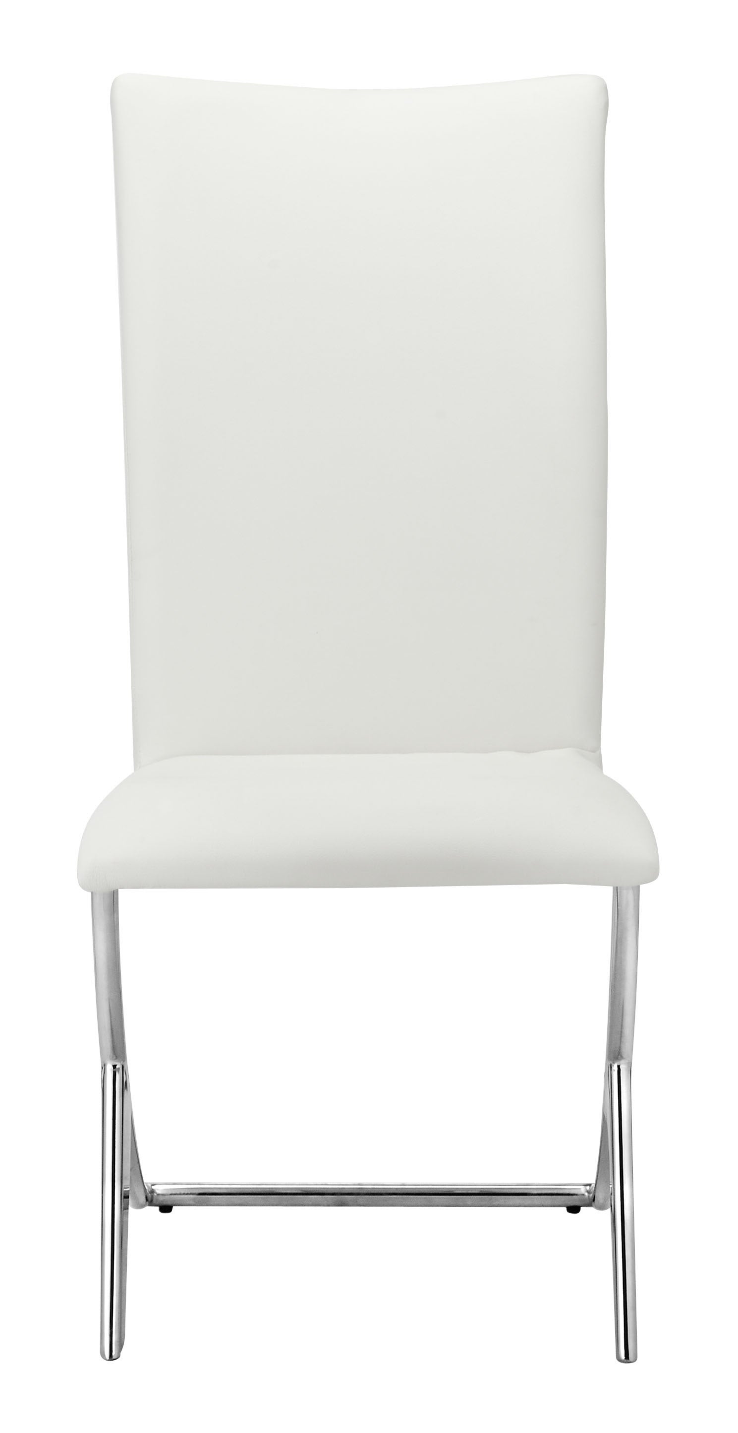 17" x 26" x 39" White, Leatherette, Chromed Steel, Dining Chair - Set of 2