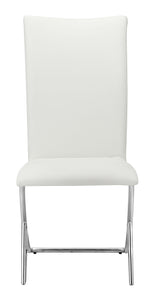 17" x 26" x 39" White, Leatherette, Chromed Steel, Dining Chair - Set of 2