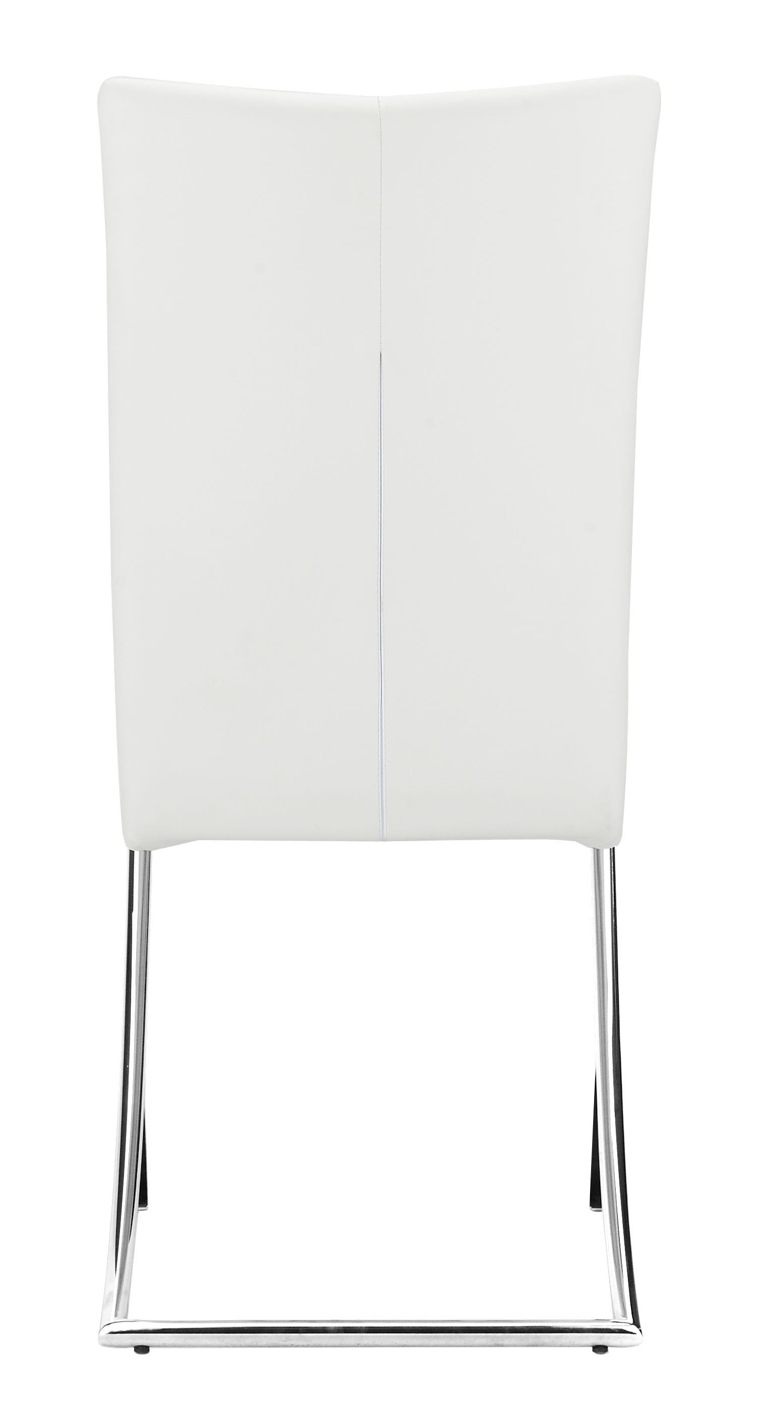 17" x 26" x 39" White, Leatherette, Chromed Steel, Dining Chair - Set of 2