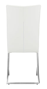 17" x 26" x 39" White, Leatherette, Chromed Steel, Dining Chair - Set of 2