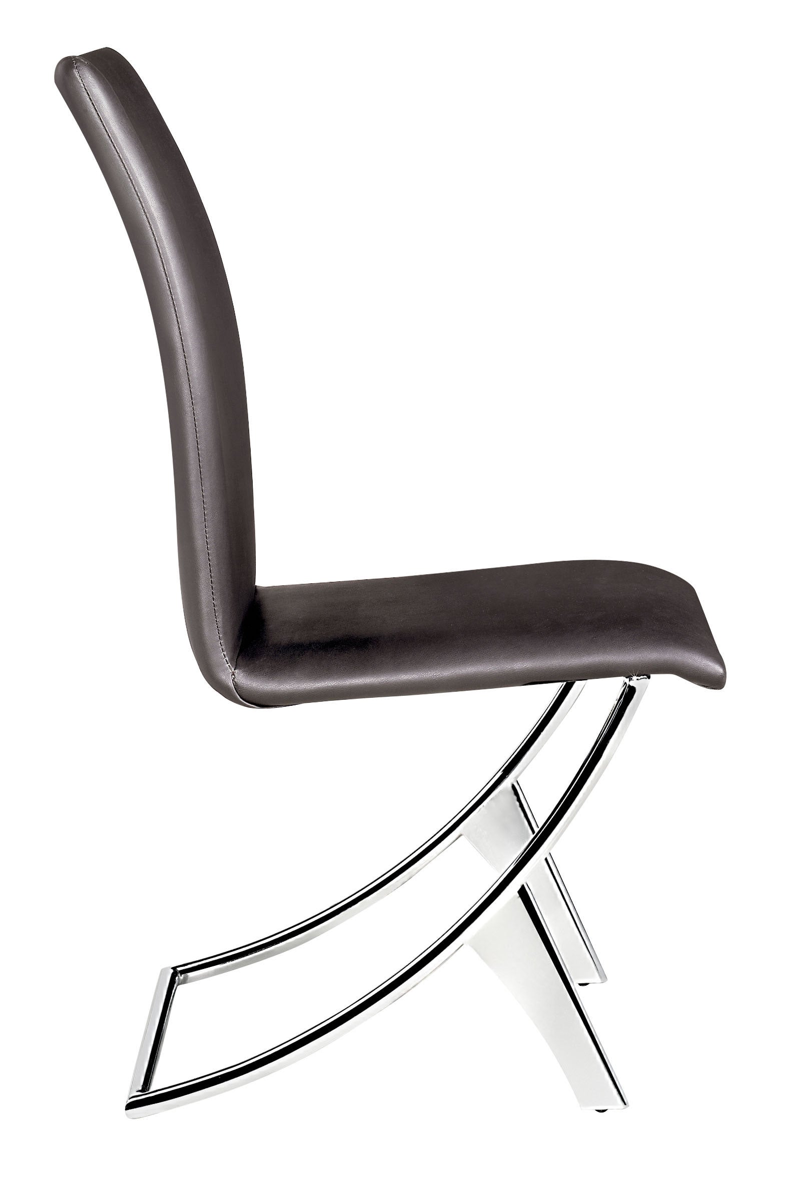 Warm Espresso Leatherette and Chrome Dining Chairs Set of 2