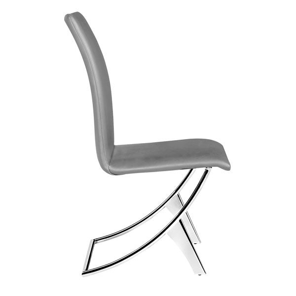 17" X 26" X 36" 2 Pcs Gray Leatherette Chromed Steel Dining Chair