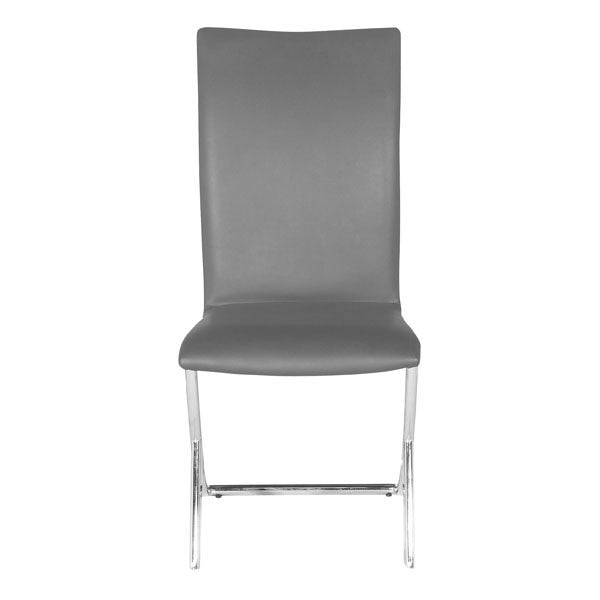 17" X 26" X 36" 2 Pcs Gray Leatherette Chromed Steel Dining Chair