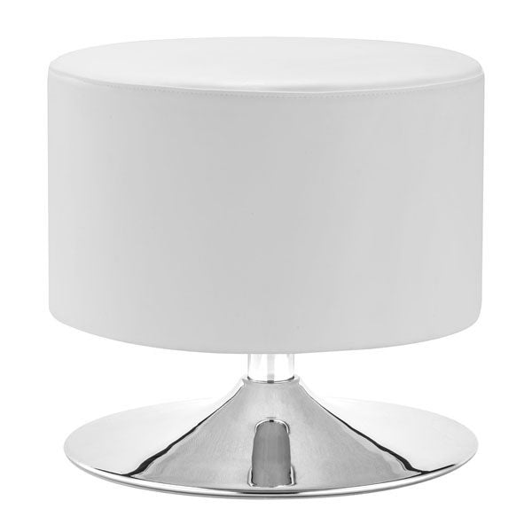Ottoman White  Leatherette Chromed Steel