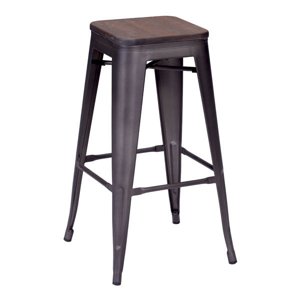 17.5" X 17.5" X 29.9" 2 Pcs Rustic Wood Barstool