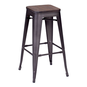 17.5" X 17.5" X 29.9" 2 Pcs Rustic Wood Barstool