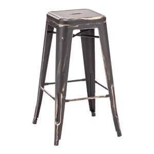17.5 " X 17.5" X 29.9" 2 Pcs Antique Black Gold Steel Barstool