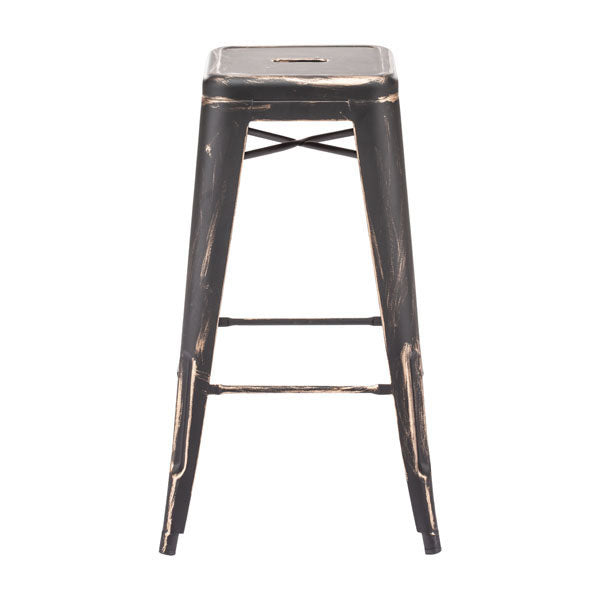 17.5 " X 17.5" X 29.9" 2 Pcs Antique Black Gold Steel Barstool