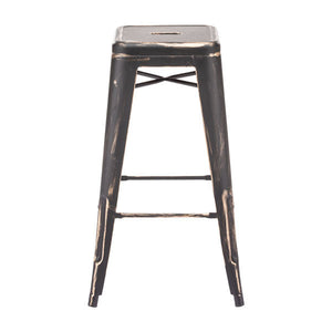 17.5 " X 17.5" X 29.9" 2 Pcs Antique Black Gold Steel Barstool
