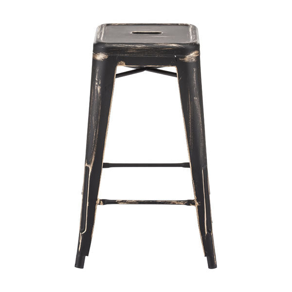 16.3" X 16.3" X 25.7" 2 Pcs Anti Black Gold Steel Counter Stool