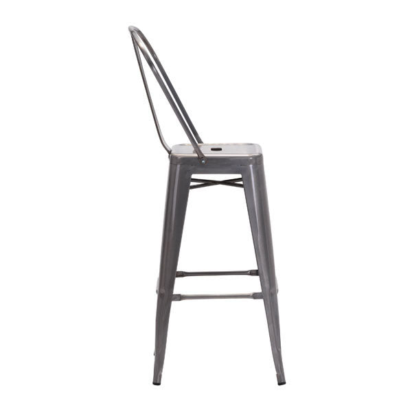 17.3" X 21.5" X 46" Gunmetal Steel Bar Chair