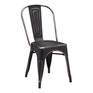 17.3" X 20.5" X 33.9" 2 Pcs Anti Black Gold Steel Dining Chair