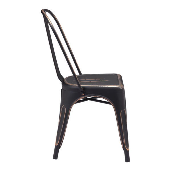 17.3" X 20.5" X 33.9" 2 Pcs Anti Black Gold Steel Dining Chair