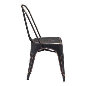 17.3" X 20.5" X 33.9" 2 Pcs Anti Black Gold Steel Dining Chair