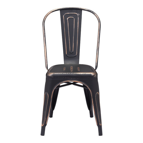17.3" X 20.5" X 33.9" 2 Pcs Anti Black Gold Steel Dining Chair