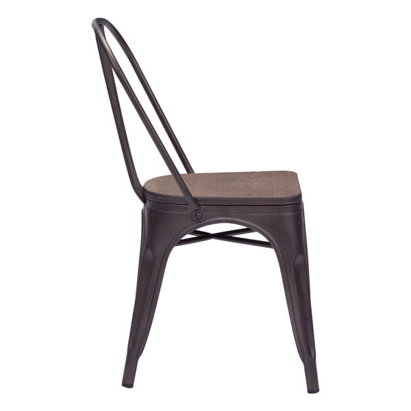 17.3" X 20.9" X 32.3" 2 Pcs Rusty Elm Wood Top Chair