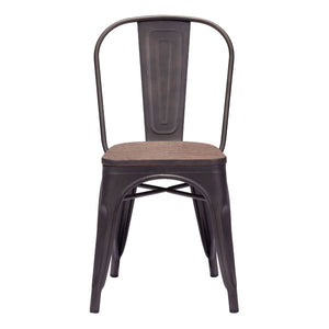 17.3" X 20.9" X 32.3" 2 Pcs Rusty Elm Wood Top Chair