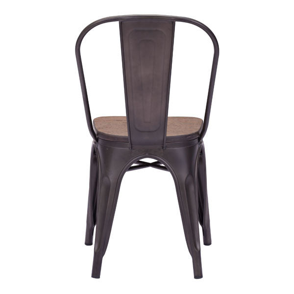 17.3" X 20.9" X 32.3" 2 Pcs Rusty Elm Wood Top Chair