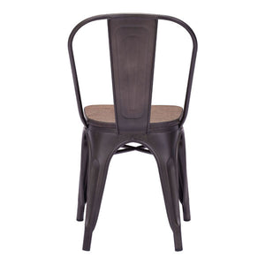 17.3" X 20.9" X 32.3" 2 Pcs Rusty Elm Wood Top Chair