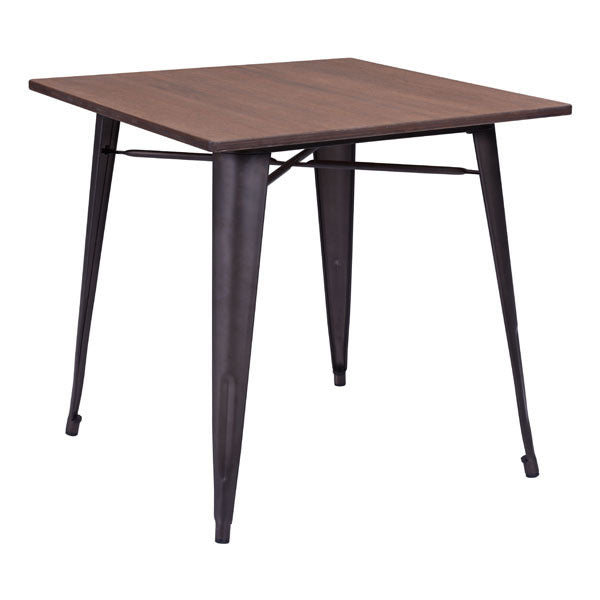 Sleek Square Dining Table with Faux Rusty Steel Legs