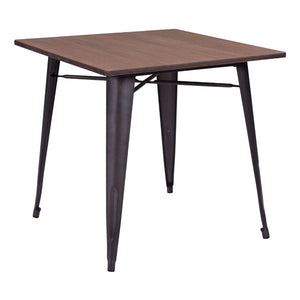 Sleek Square Dining Table with Faux Rusty Steel Legs