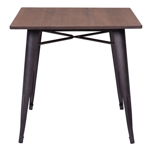 Sleek Square Dining Table with Faux Rusty Steel Legs