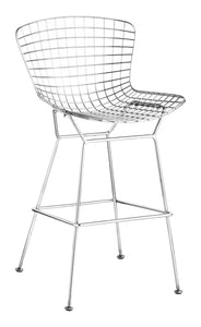 21.3" x 23" x 40" Chrome, Chromed Steel, Bar Chair - Set of 2