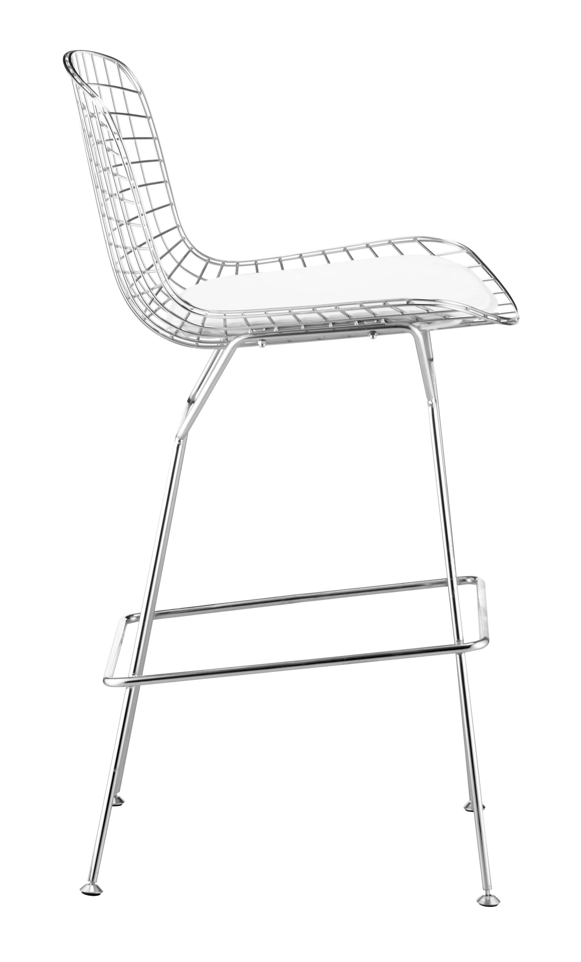 21.3" x 23" x 40" Chrome, Chromed Steel, Bar Chair - Set of 2