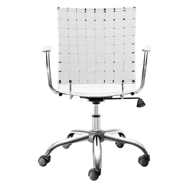 23" X 23" X 35" White Leatherette Office Chair