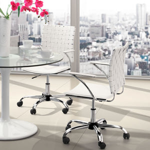 23" X 23" X 35" White Leatherette Office Chair