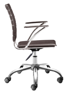 23" x 23" x 30" Espresso, Leatherette, Chromed Steel, Cross Office Chair