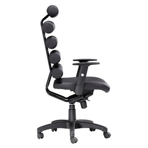 25" X 23.5" X 48.5" Black Leatherette Office Chair
