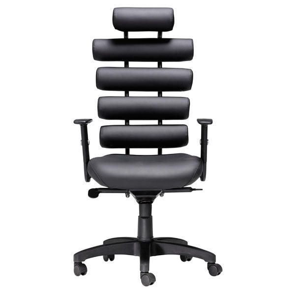 25" X 23.5" X 48.5" Black Leatherette Office Chair