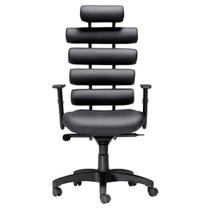 25" X 23.5" X 48.5" Black Leatherette Office Chair