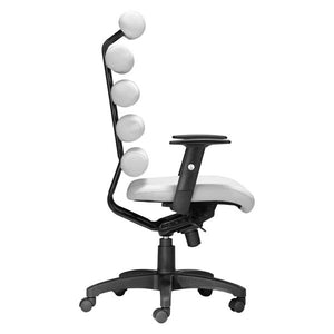 25" X 23.5" X 48.5" White Leatherette Office Chair