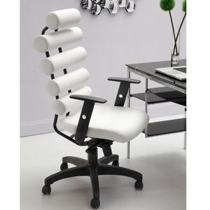 25" X 23.5" X 48.5" White Leatherette Office Chair