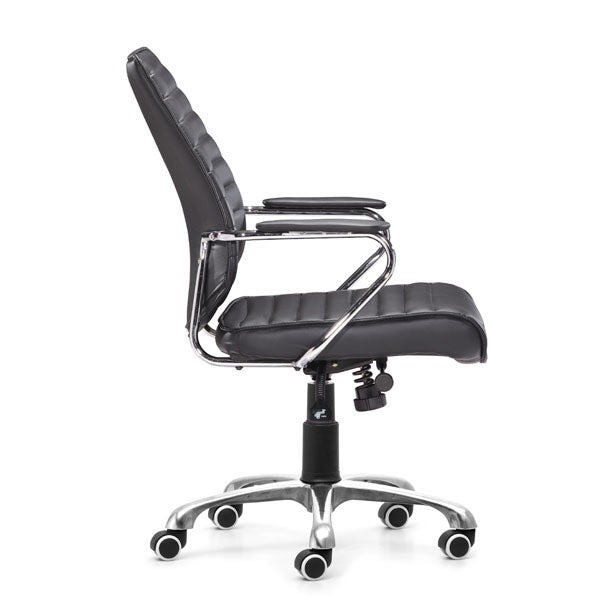 25" X 23.5" X 40.5" Black Leatherette Low Back Office Chair