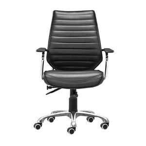 25" X 23.5" X 40.5" Black Leatherette Low Back Office Chair