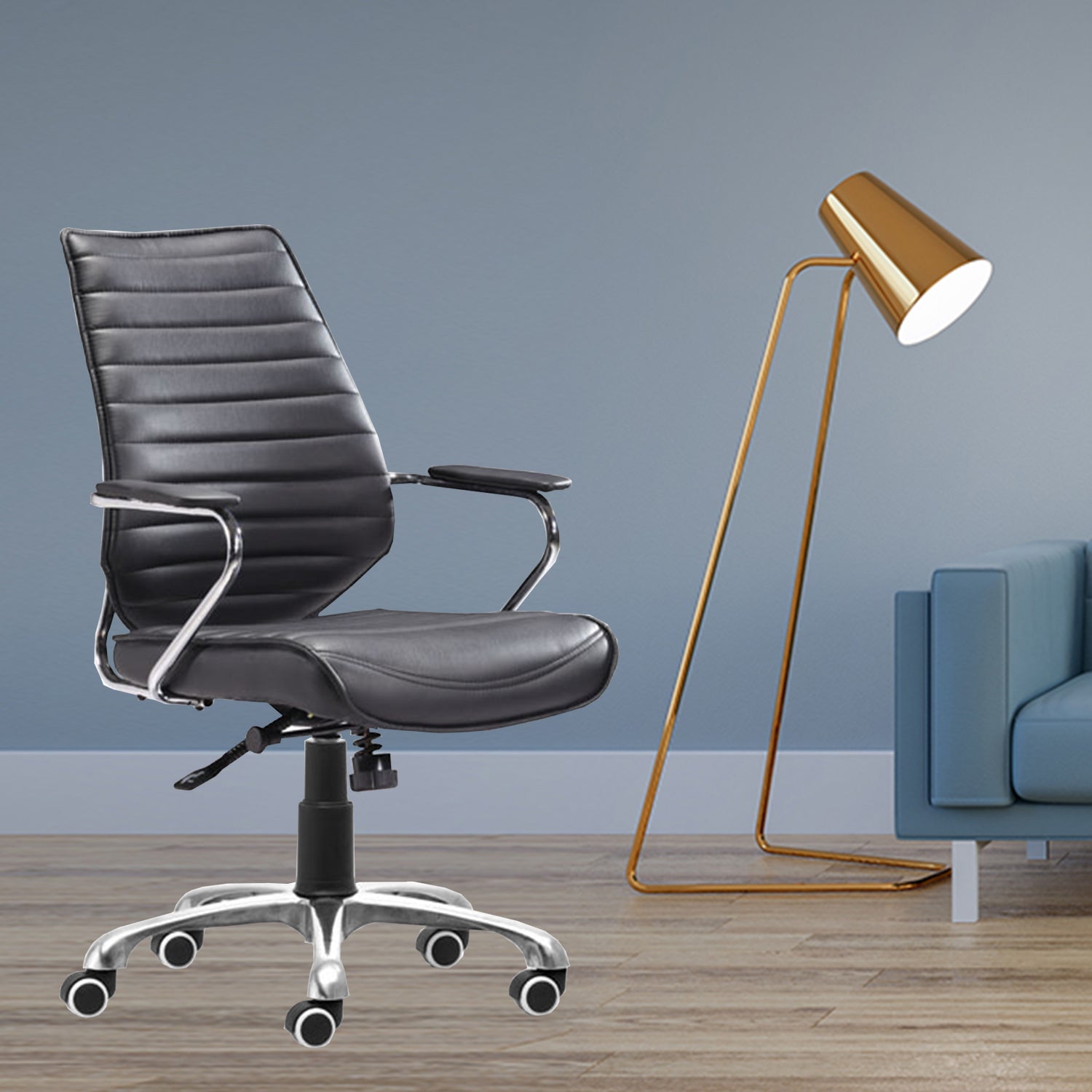 25" X 23.5" X 40.5" Black Leatherette Low Back Office Chair