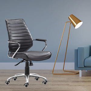 25" X 23.5" X 40.5" Black Leatherette Low Back Office Chair