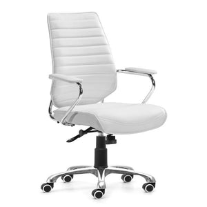 25" X 23.5" X 40.5" White Leatherette Low Back Office Chair