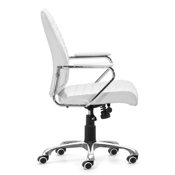 25" X 23.5" X 40.5" White Leatherette Low Back Office Chair