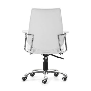 25" X 23.5" X 40.5" White Leatherette Low Back Office Chair