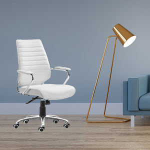 25" X 23.5" X 40.5" White Leatherette Low Back Office Chair
