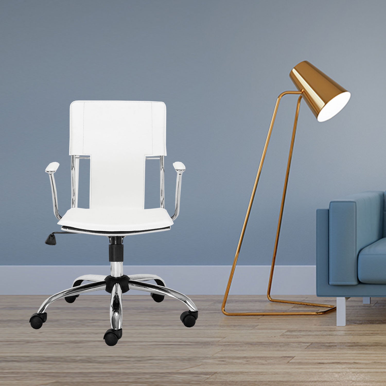 22" X 23" X 37" White Leatherette Office Chair