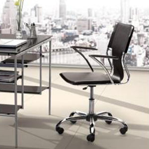 22" X 23" X 37" Espresso Leatherette Office Chair
