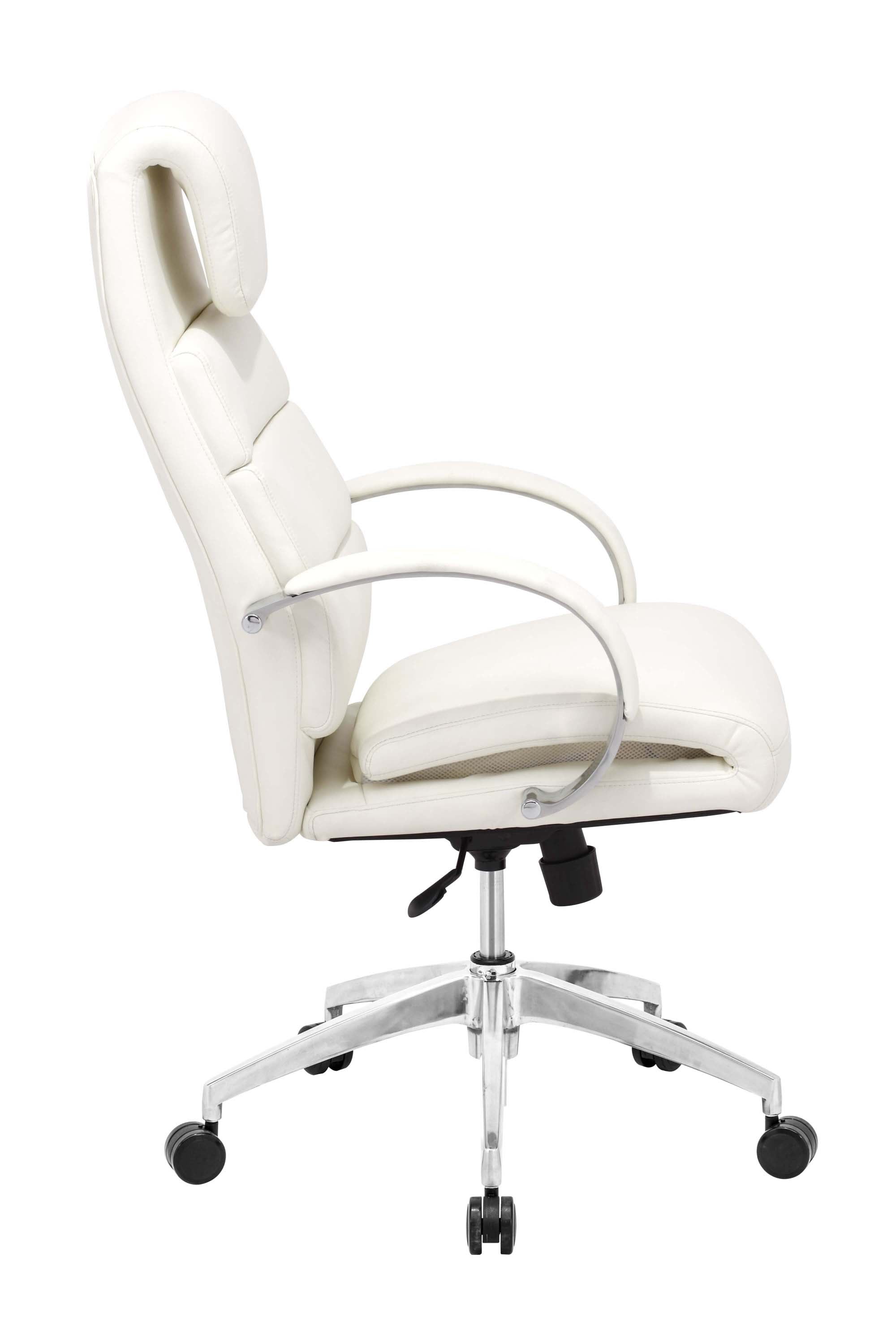 27.5" x 27.5" x 44.5" White, Leatherette, Polished Aluminum, Comfort Office Chair