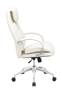 27.5" x 27.5" x 44.5" White, Leatherette, Polished Aluminum, Comfort Office Chair