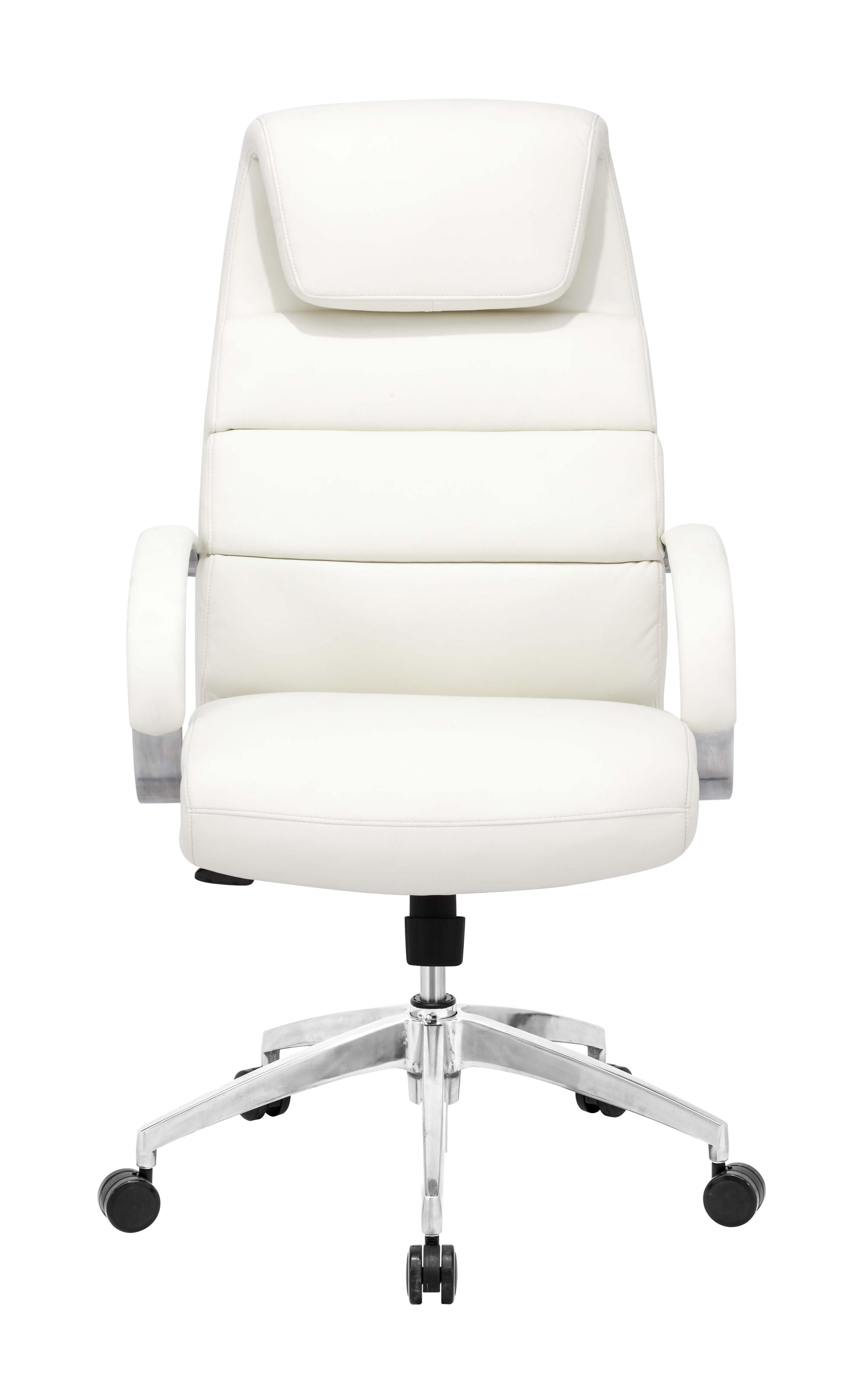 27.5" x 27.5" x 44.5" White, Leatherette, Polished Aluminum, Comfort Office Chair