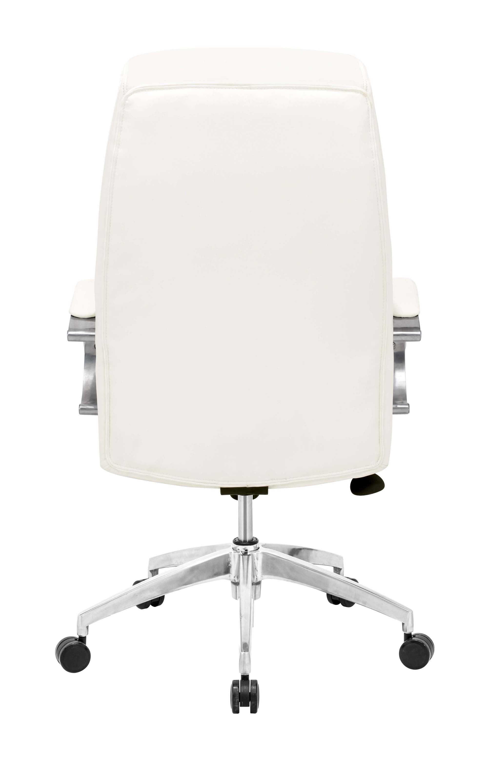 27.5" x 27.5" x 44.5" White, Leatherette, Polished Aluminum, Comfort Office Chair
